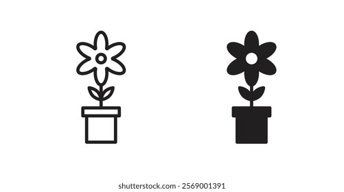 Flowerpot icon set vector graphics designs