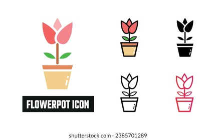 Flowerpot Icon Set Vector Illustration