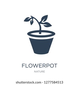 flowerpot icon vector on white background, flowerpot trendy filled icons from Nature collection, flowerpot vector illustration