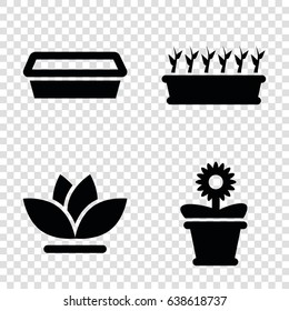 Flowerpot icons set. set of 4 flowerpot filled icons such as pot for plants, plant in pot, flower pot