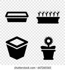 Flowerpot icons set. set of 4 flowerpot filled icons such as pot for plants, plant in pot