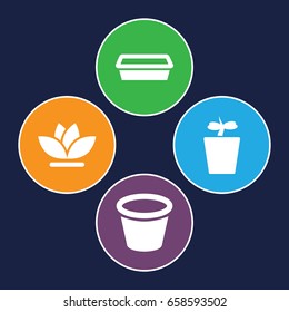 Flowerpot icons set. set of 4 flowerpot filled icons such as pot for plants, plant in pot