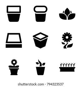 Flowerpot icons. set of 9 editable filled flowerpot icons such as pot for plants, plant in pot