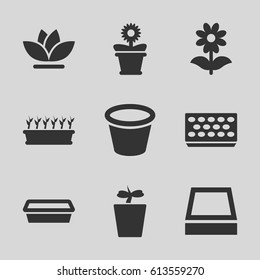 Flowerpot icons set. set of 9 flowerpot filled icons such as pot for plants, plant in pot