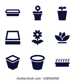 Flowerpot icons set. set of 9 flowerpot filled icons such as pot for plants, plant in pot