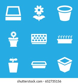 Flowerpot icons set. set of 9 flowerpot filled icons such as pot for plants, plant in pot