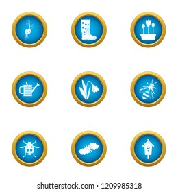 Flowerpot icons set. Flat set of 9 flowerpot vector icons for web isolated on white background