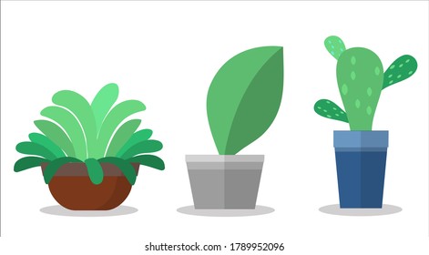 flowerpot icons vector, Doodle house plants