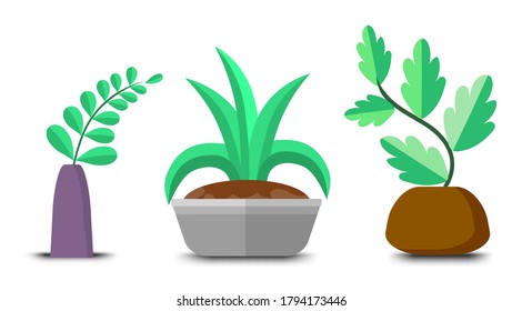 flowerpot icons vector, Doodle house plants