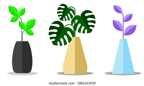 vectores de iconos de flowpot, plantas de la casa Doodle