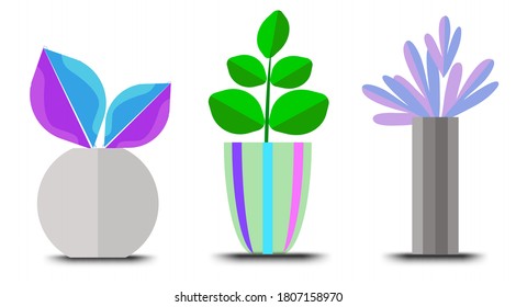 flowerpot icons vector, Doodle house plants