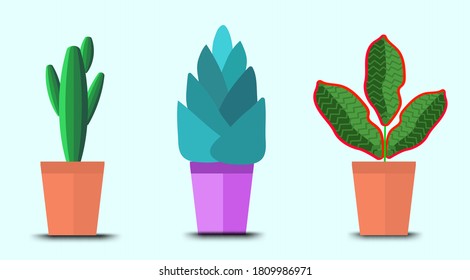 flowerpot icons vector, Doodle house plants