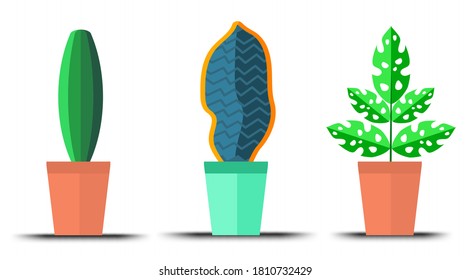 flowerpot icons vector, Doodle house plants