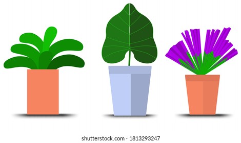 flowerpot icons vector, Doodle house plants