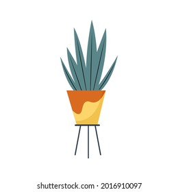 Flowerpot isolated on white. Flat Design Vector Illustration.