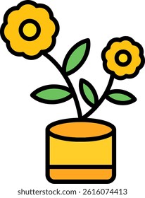 Flowerpot Line Vector Icon Design