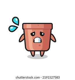 flowerpot mascot character with afraid gesture , cute style design for t shirt, sticker, logo element
