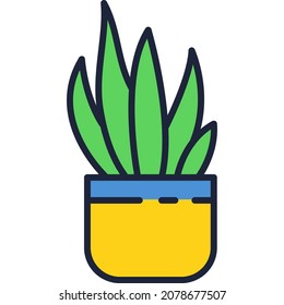 Icono de la oficina de Flowerpot. Símbolo vector de área de trabajo aislado en fondo blanco. Suculenta planta en olla