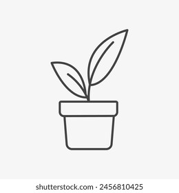 Flowerpot  with plant line icon. Botany concept, cultivated. Flower growing. Vector Illustration