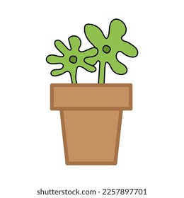 Flowerpot in a pot vector icon. Abstract flowers in a pot. Plant in a jug vector icon. Vector icon.