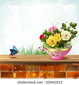 Flowerpot with roses