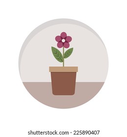 flowerpot round flat icon