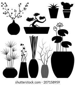 Flowerpot set vector