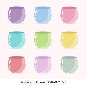 Flowerpot sticker set on light isolated backdrop.Set of flower pots in flat style. Multi-colored flower pots.For the design of applications, stickers, prints, patterns. Flat style stock vector