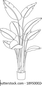 Flowerpot vector art. Houseplant. Leafy houseplant. Picture of a plant. Modern Art. Gardening.