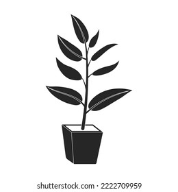 Flowerpot vector black icon. Vector illustration flowerpot on white background. Isolated black illustration icon of flower pot.