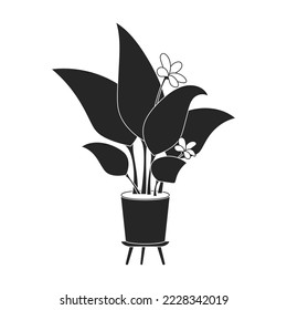 Flowerpot vector black icon. Vector illustration flowerpot on white background. Isolated black illustration icon of flower pot.