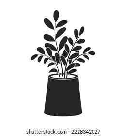 Icono negro vectorial Flowerpot. Matrícula de ilustración vectorial sobre fondo blanco. Icono de ilustración negra aislada del maceta de flores.