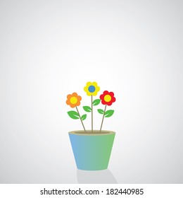 flowerpot vector cartoon on gray background