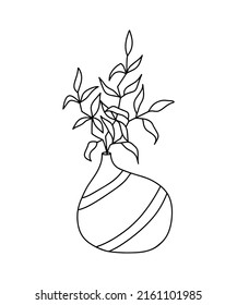 Flowerpot vector hand drawn line art. Houseplants. Flowers in pots, vector illustration. Simple doodle clipart. Flowerpot icon.