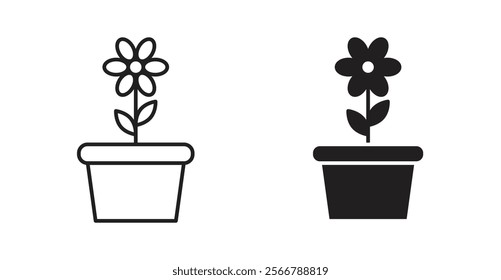 Flowerpot vector line icon illustration