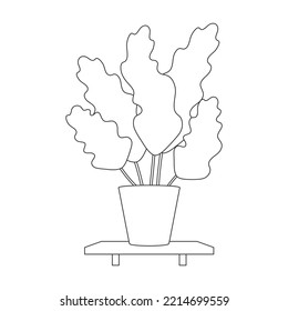 Flowerpot vector outline icon. Vector illustration flowerpot on white background. Isolated outline illustration icon of flower pot.