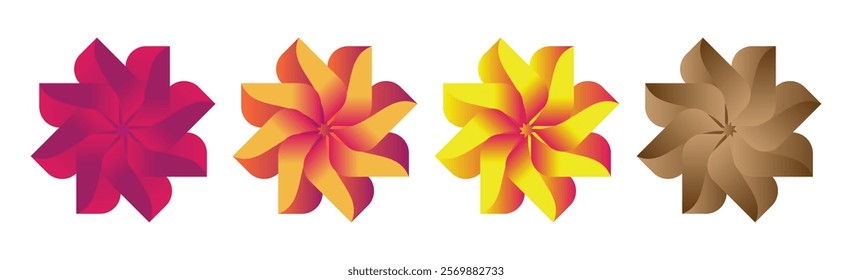 Flowers 3d elements. flower design. Summer flower toy, clay render plasticine imitation. 3d vector plants set. vector set