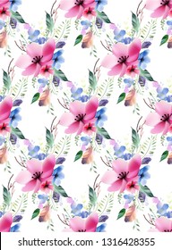 flowers, 3d realistic illustration vector, seamless texture