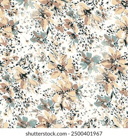 flowers abstract, art textile design pattern seamless repeats,nature colors print digital,summer