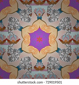 Flowers. Abstract ethnic vector seamless pattern. Flowers of the valley on beige, neutral and white colors.