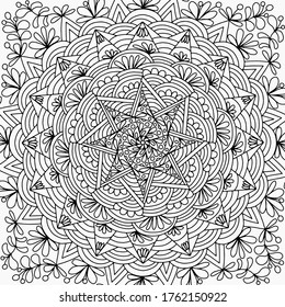 flowers and abstract figures drawn on a white background for coloring, vector, coloring book