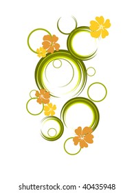 flowers and abstract green circles - vector