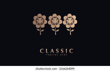 Flores icono abstracto silueta vector monograma plantilla de logotipo