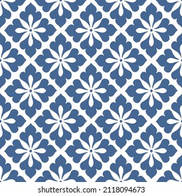 Flowers abstract pattern on blue background.Floral pattern in contrasting colors, seamless vector background.