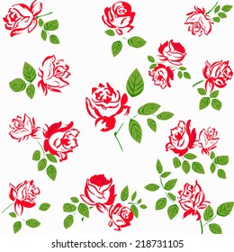 Flowers abstract pattern.Roses.Vector