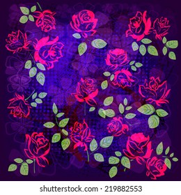 Flowers abstract roses fabric textiles pattern.Vector