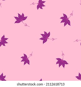 Flowers abstract seamless pattern. Hand drawn nature background. Repeated texture in doodle style for fabric, wrapping paper, wallpaper, tissue. Vector illustration.