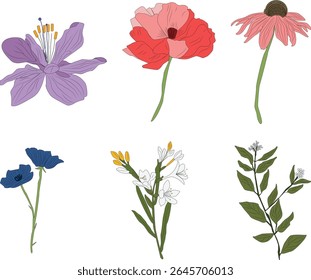 Flores en Ilustraciones vectoriales de estilo abstracto