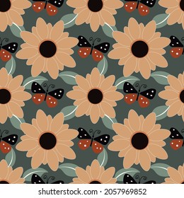 Flowers  abstract Vector ilustration seamless patern.Great for textile,fabric,wrapping paper,and any print.