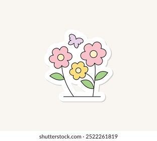 flowers aesthetic sticker handrawn illustration